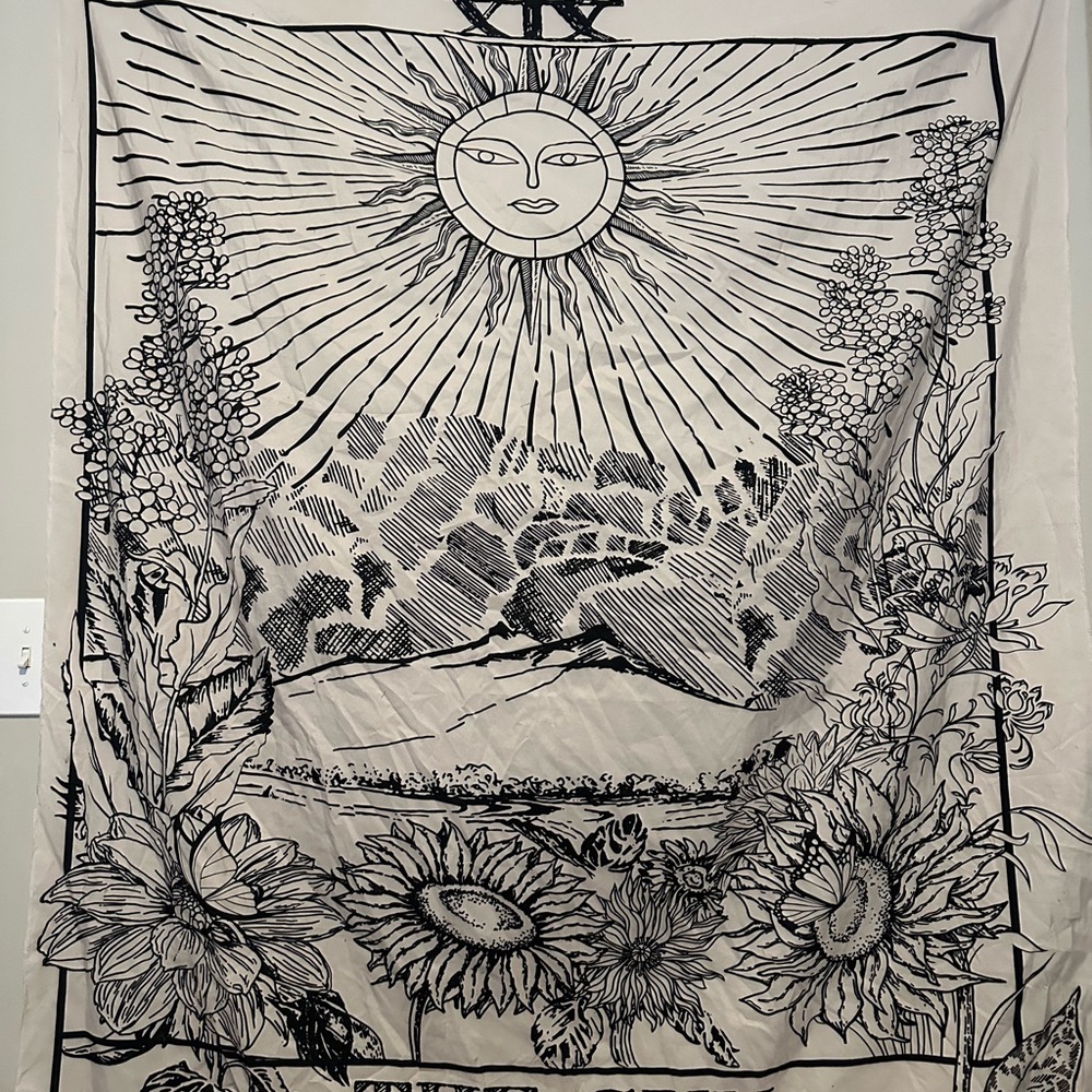Sun and Floral Tapestry Wall Decor